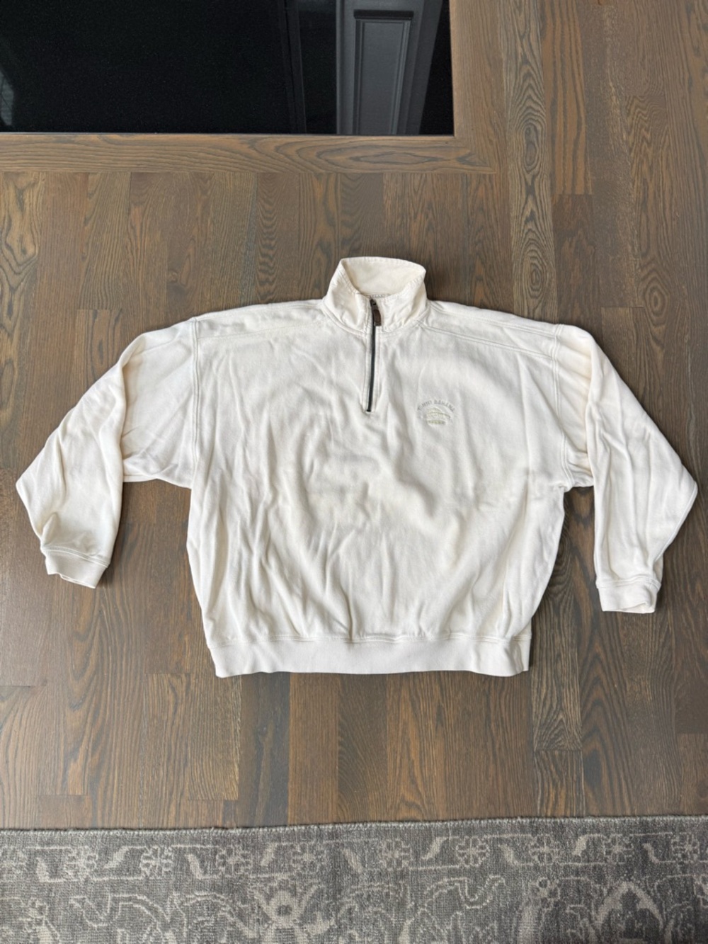 Tommy Bahama Cream Quarter Zip Cotton Sweater XXL